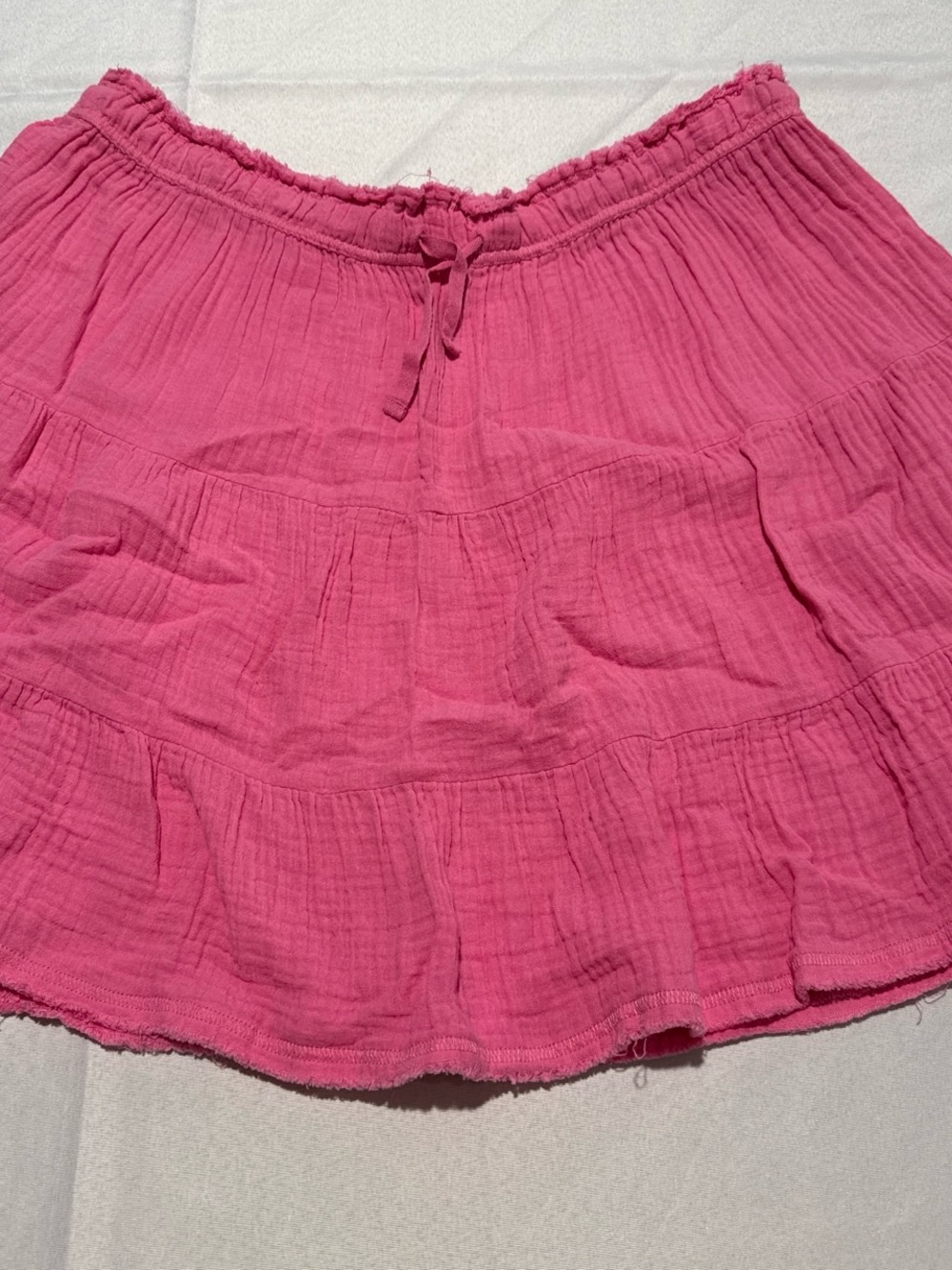aerie Hot Pink Tiered Gauze Mini Skirt